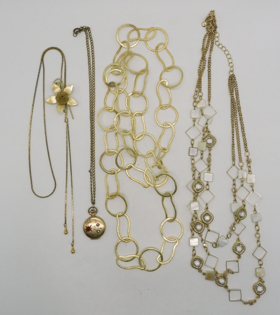 (4) Gold-Tone Necklaces: unique necklaces