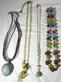 (4) Green & Blue Necklaces