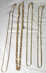 (4) Gold-Tone Chain Necklaces