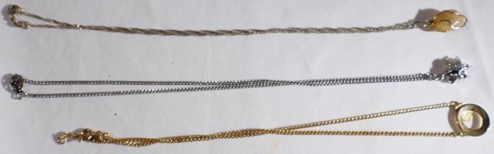 (3) Chain Necklaces With (1) Charm Each