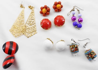 (7) Clip On & Stud Pairs Of Earrings