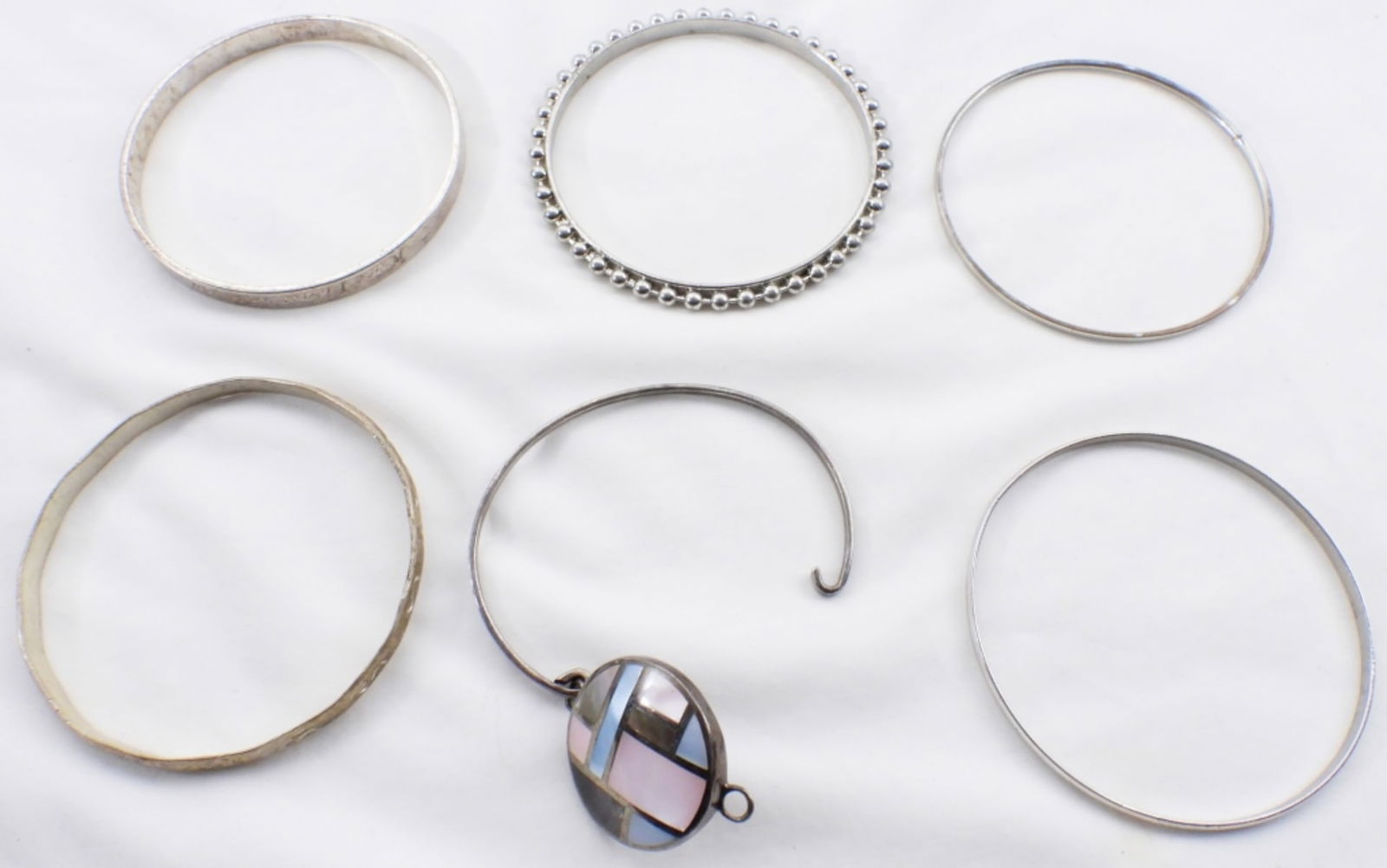 (6) Bangle Bracelets Silver-Tone (1 of 1)