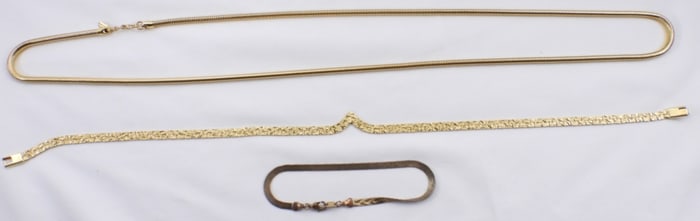 (2) Gold-Tone Necklaces & (1) Bracelet