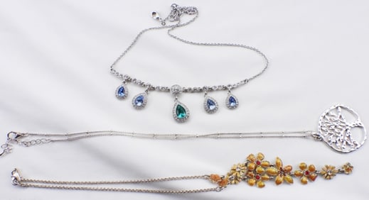 (3) Silver-Tone Necklaces