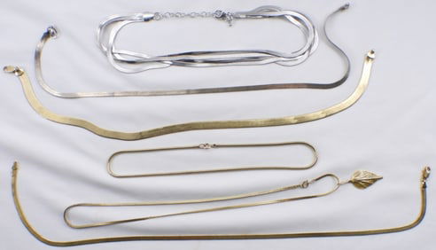 (6) Thicker Gold & Silver-Tone Necklaces