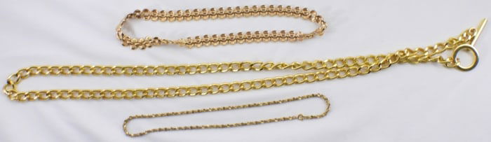 (3) Gold-Tone Chain Necklaces