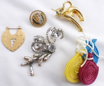 (5) Brooches Of Various Sizes