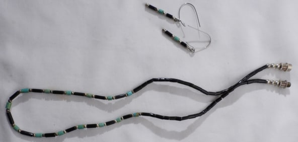 Black & Green Necklace & Earring Set
