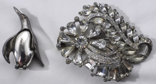 (2) Silver-Tone Brooches