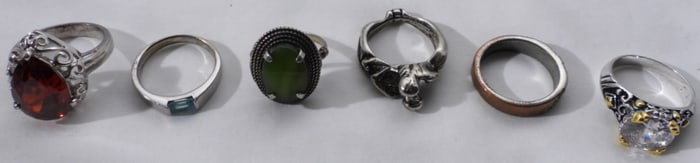 (6) Silver-Tone Womens Rings
