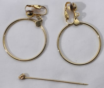 Gold-Tone Earrings & Scarf Pin
