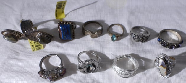 (10) Silver-Tone Rings