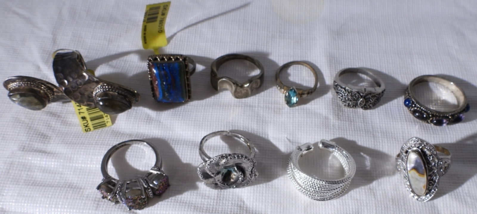 (10) Silver-Tone Rings: Sizes 4-10