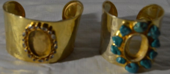 (2) Brass Color Cuff Bracelets