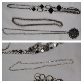 Lot Of Silver & Gold Tone Necklaces
