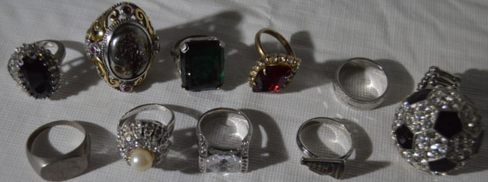 (10) Silver-Tone Womens Rings