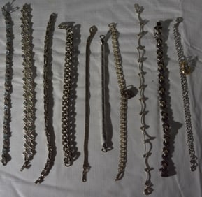 (10) Silver-Tone Womens Bracelets
