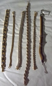(6) Gold-Tone Thick Womens Bracelets
