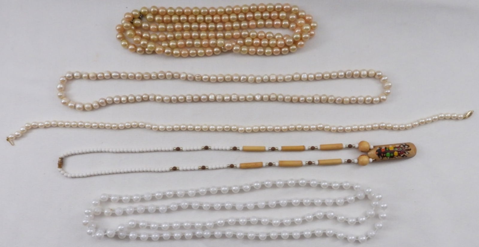 (5) Faux Pearl Necklaces: Visit us on Facebook!