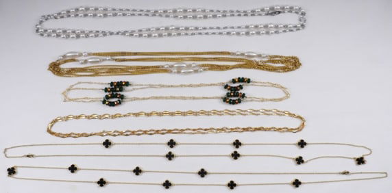 (6) Long Fashion Necklaces