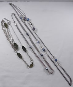 (3) Silver-ToneD Necklaces