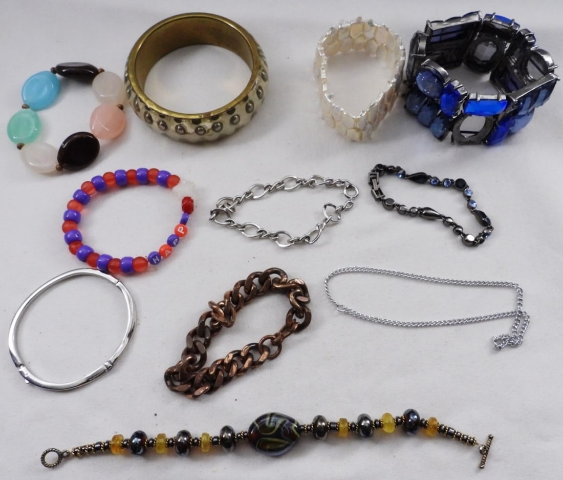 (11) Different Types of Bracelets: Chunky, small, all kinds
