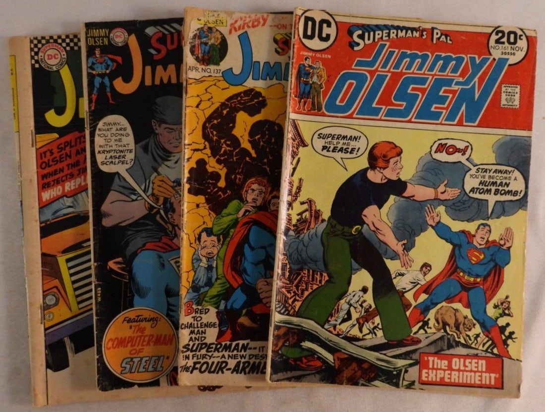 (4) Mixed Lot Of Superman's Pal Jimmy Olsen: Numbers 94 (This comic has been bent.), 130, 137 ( There is a ripped corner as well as some bends.), & 161