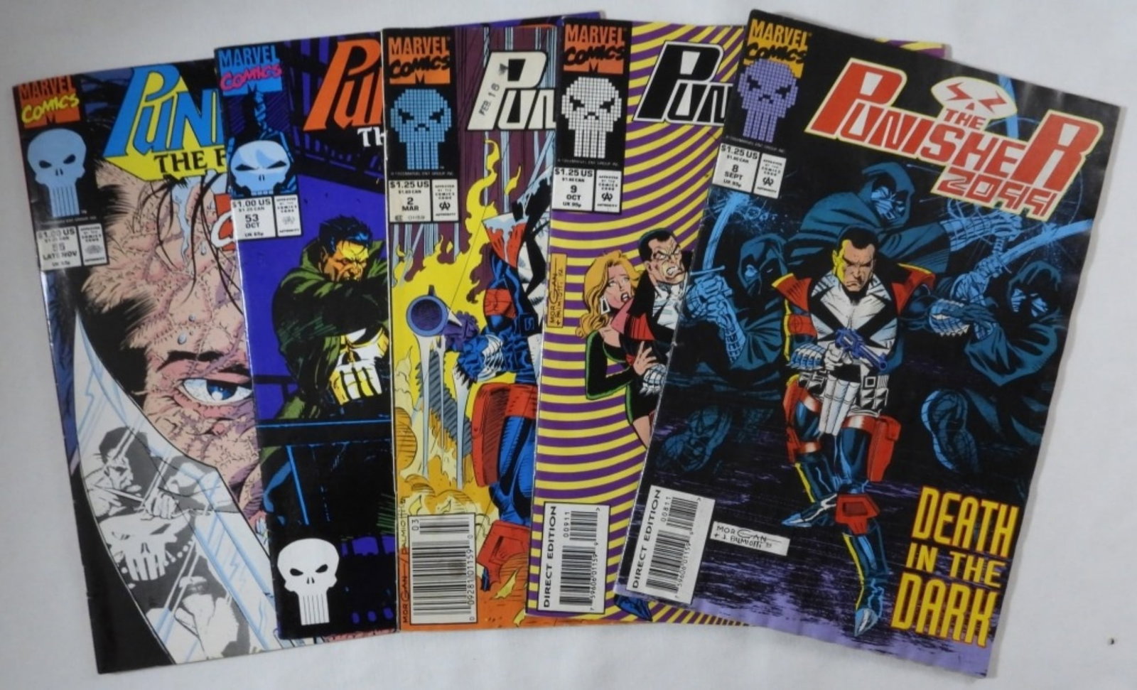 (5) Marvel The Punisher: Various grades and years: The Final days 1991 #s 53 and 55. The Punisher 2099 (1993) Numbers 2 The first app of Fearmaster. , 8, and 9