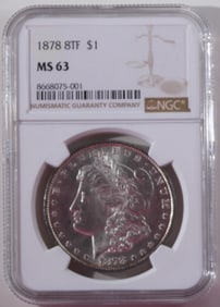 1878 8TF Morgan Dollar, NGC MS-63