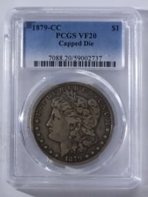 1879-CC Morgan Dollar, PCGS VF-20 Capped Die