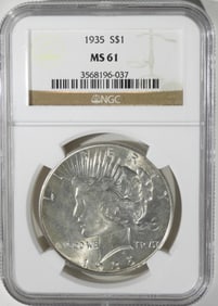 1935 Peace Dollar, NGC MS-61