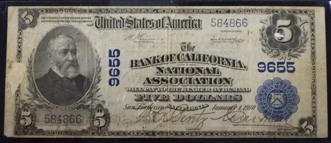 January 4, 1910 Five Dollars
