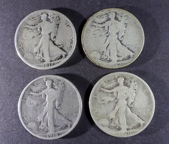 (4) Better Date Liberty Walking Half Dollar