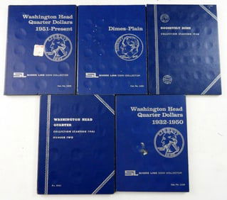 (5) Used Shoreline & Whitman Coin Albums