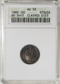 1889 Seated Dime, ANACS AU-58