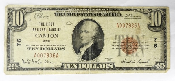 1929 $10 Canton, OH, Nat'l Currency