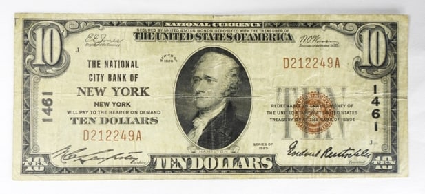 1929 $10 New York, NY Nat'l Currency Note