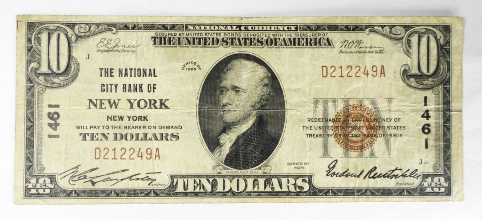 1929 $10 New York, NY Nat'l Currency Note (1 of 2)