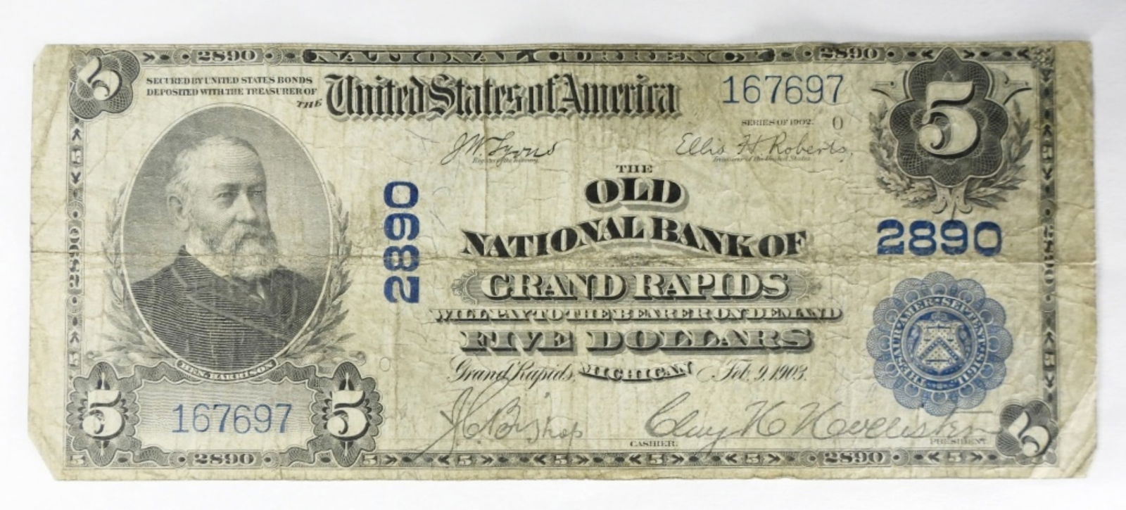 1902 $5 Grand Rapids, MI Nat'l Note (1 of 2)