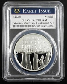 2020 Women's Suffrage 1oz Silver, PCGS PR-69 DCAM