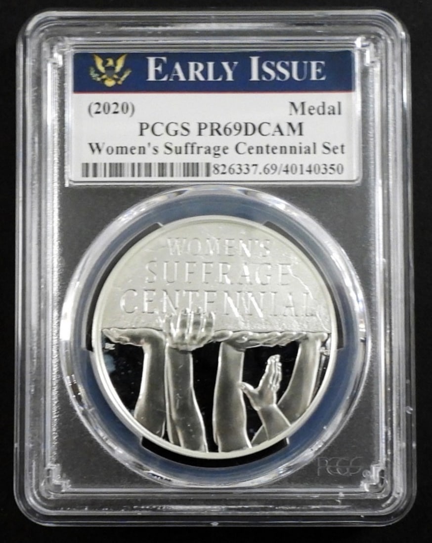 2020 Women's Suffrage 1oz Silver, PCGS PR-69 DCAM: 2020 early issue women's suffrage centennial medal