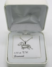 Dachshund Sterling Diamond Necklace