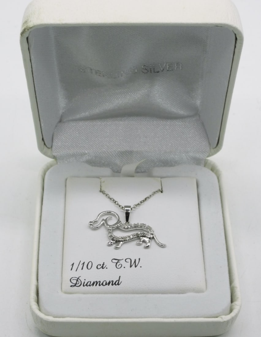 Dachshund Sterling Diamond Necklace