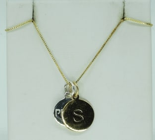 Double Pendant 925 Gold Tone Necklace
