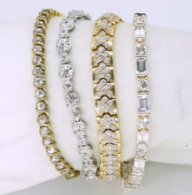 Four Sterling & Gold Tone Tennis Bracelets