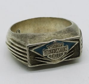 Harley Davidson Signed Sterling Ring