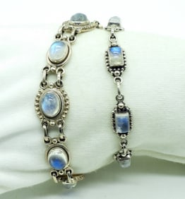 Two Sterling Moonstone Bracelets