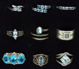 Blue Topaz and Aquamarine 925 Rings
