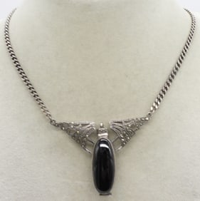 Vintage Art Deco, Onyx Perfume Necklace