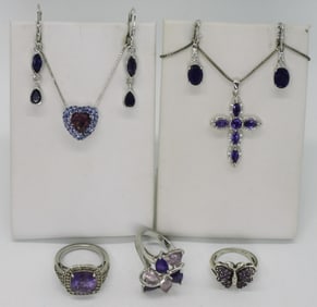 Amethyst Rings and Earrings in Sterling